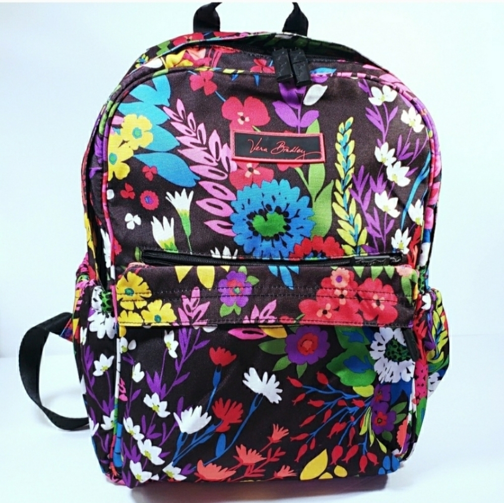 Vera Bradley Rare Field Flowers Campus Backpack Laptop Bag